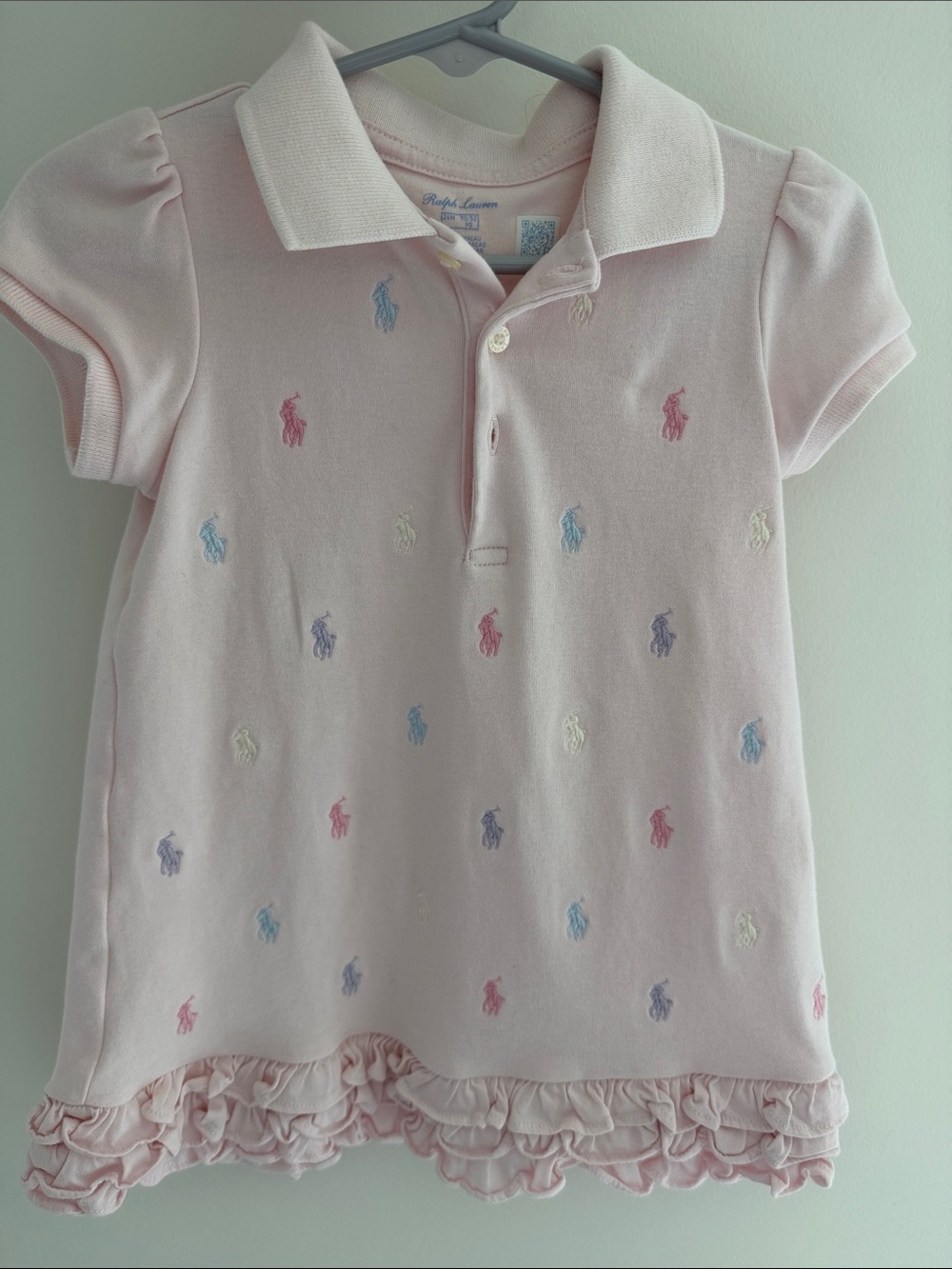 Ralph Lauren Light Pink Polo Dress with Multicolor Pony Embroidery